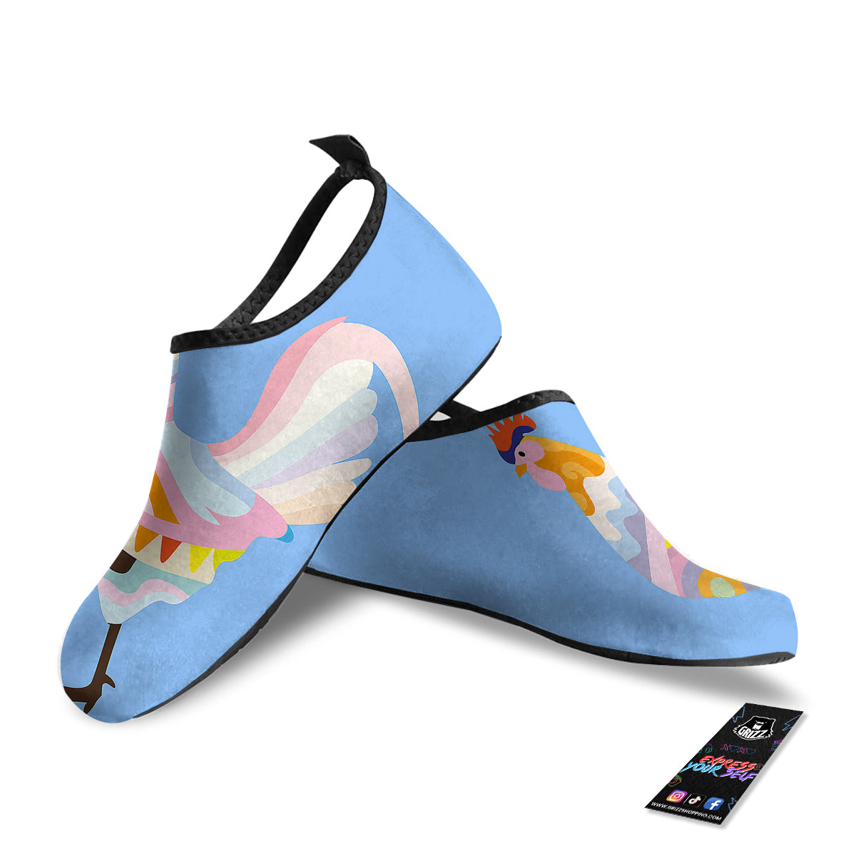 Rooster Colorful Print Water Shoes-grizzshop