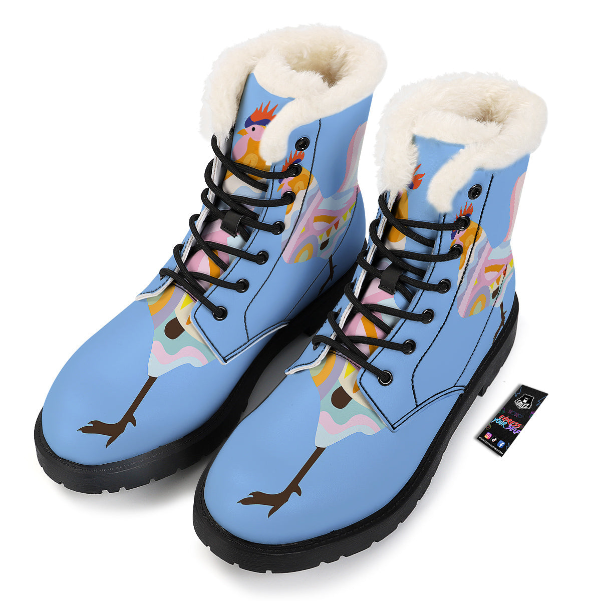 Rooster Colorful Print Winter Boots-grizzshop
