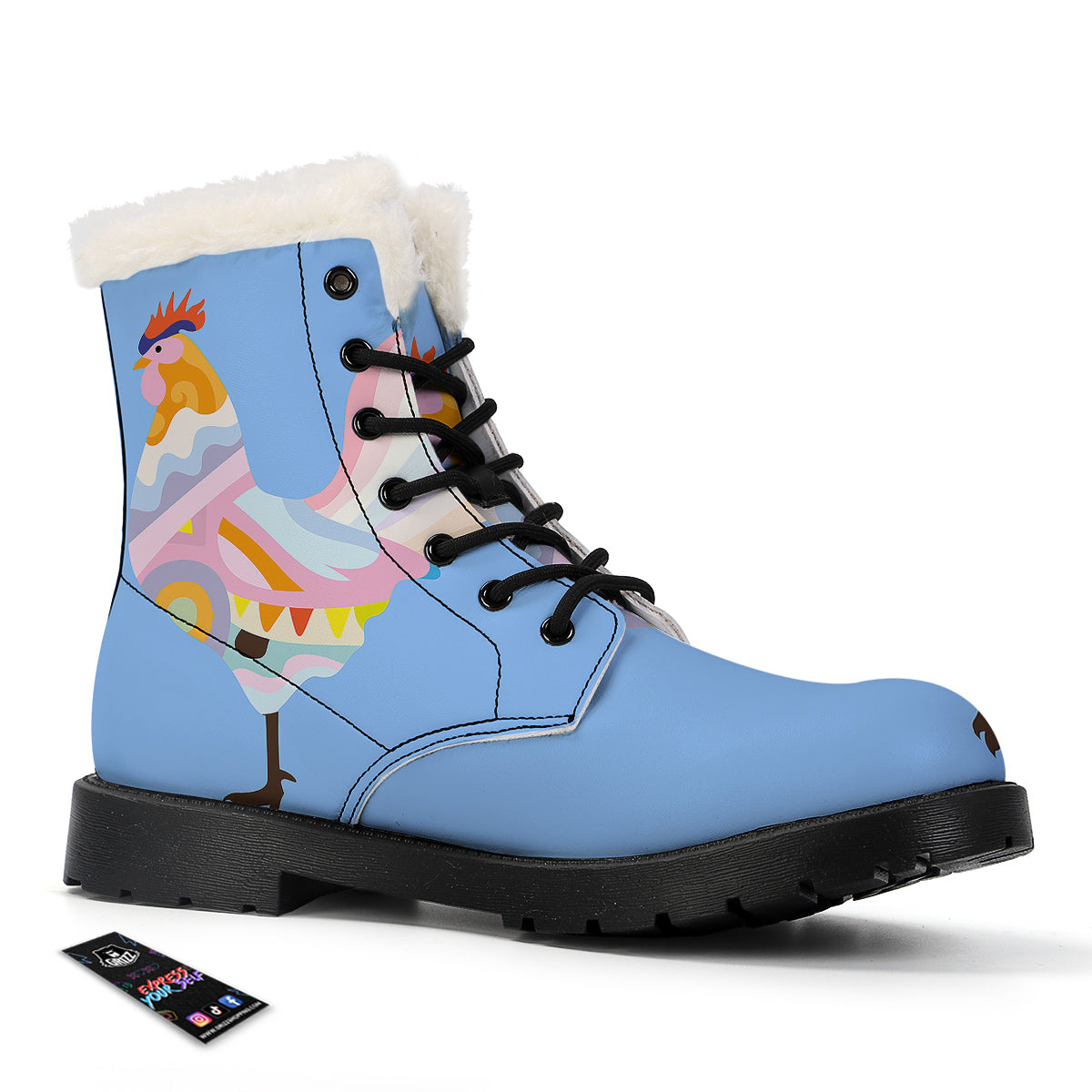 Rooster Colorful Print Winter Boots-grizzshop