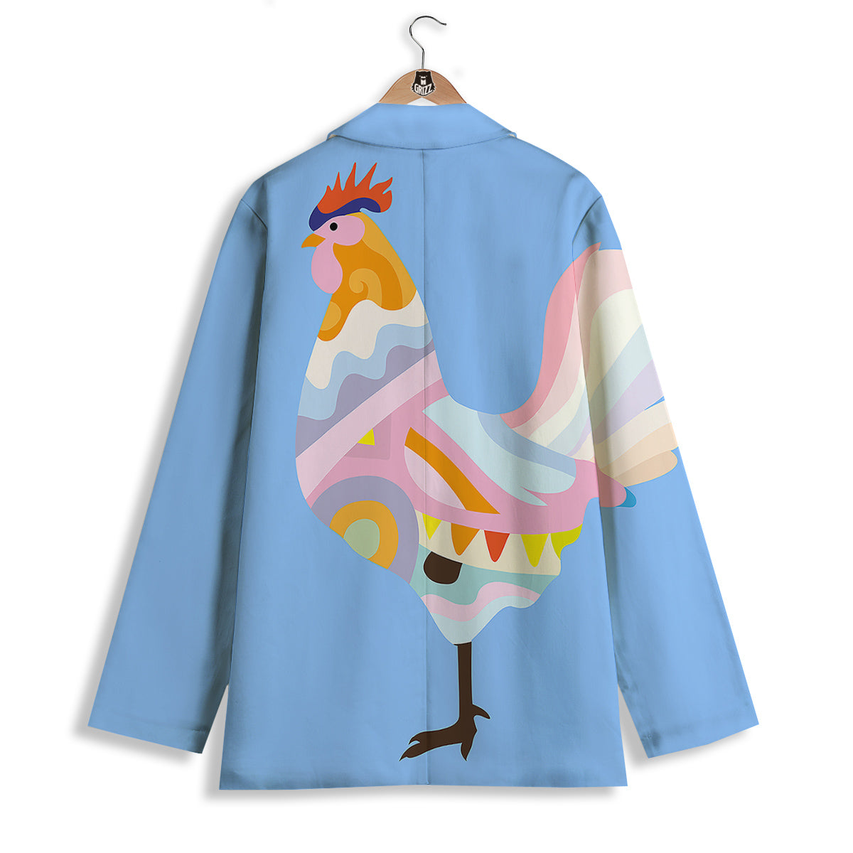 Rooster Colorful Print Women's Blazer-grizzshop