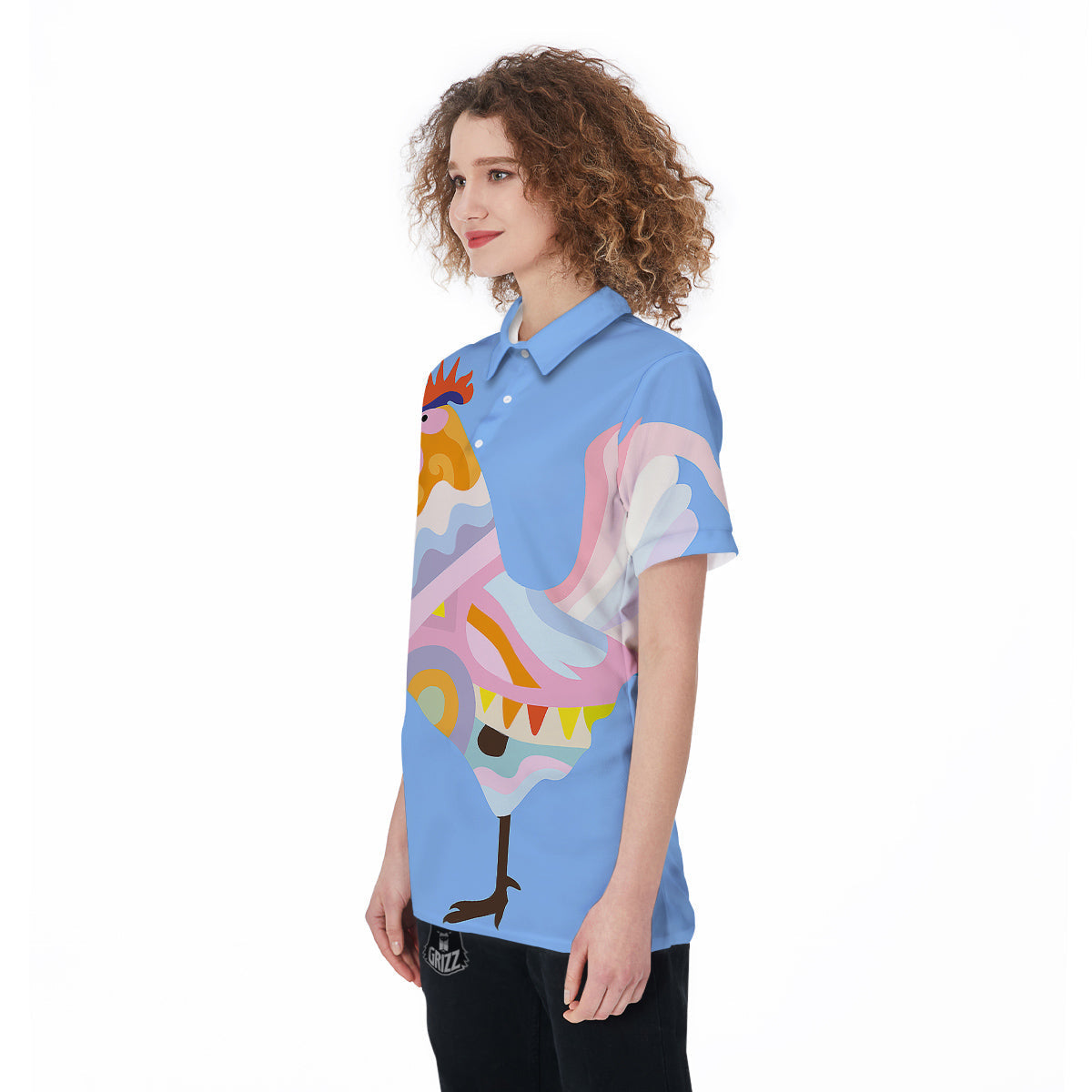 Rooster Colorful Print Women's Golf Shirts-grizzshop