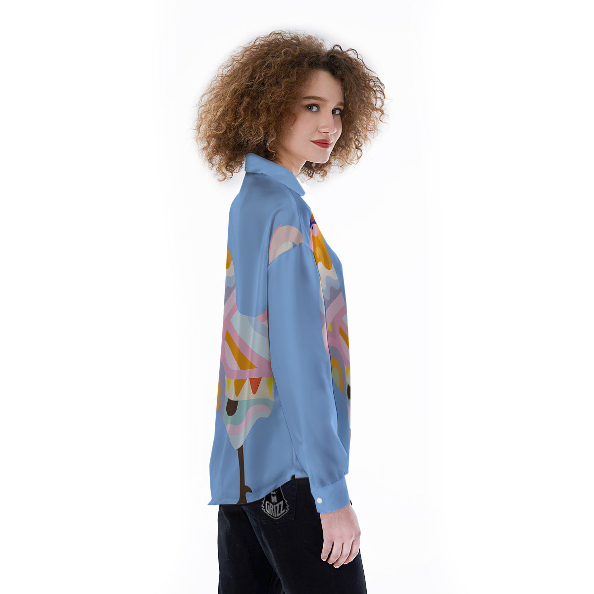 Rooster Colorful Print Women's Long Sleeve Shirts-grizzshop