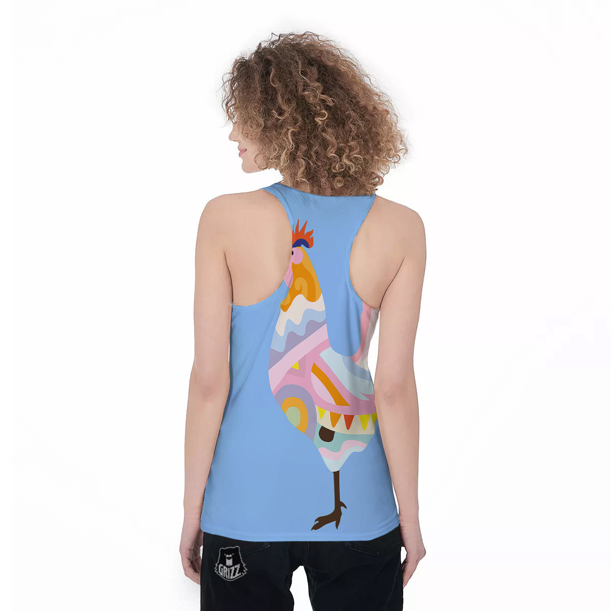 Rooster Colorful Print Women's Racerback Tank Top-grizzshop