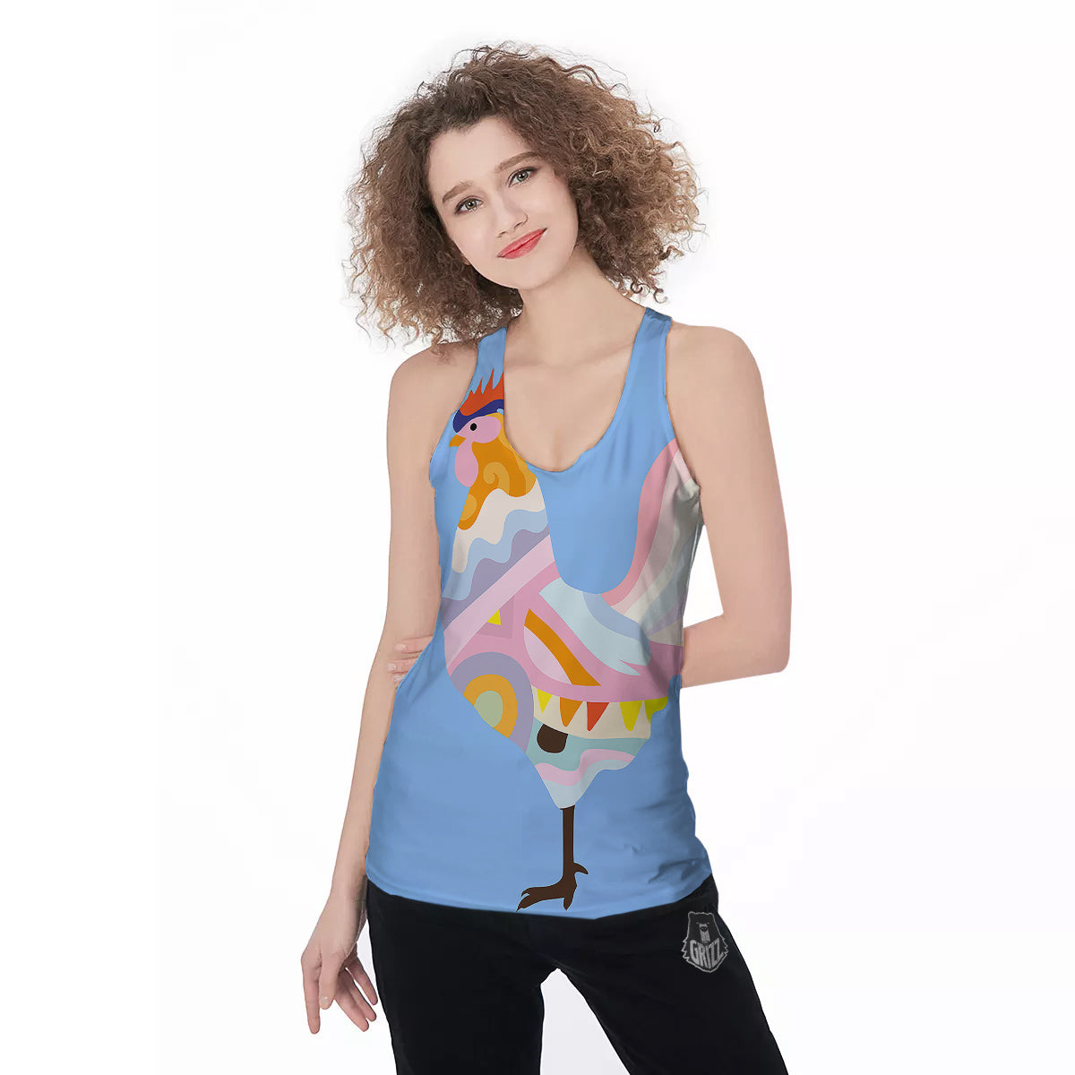 Rooster Colorful Print Women's Racerback Tank Top-grizzshop