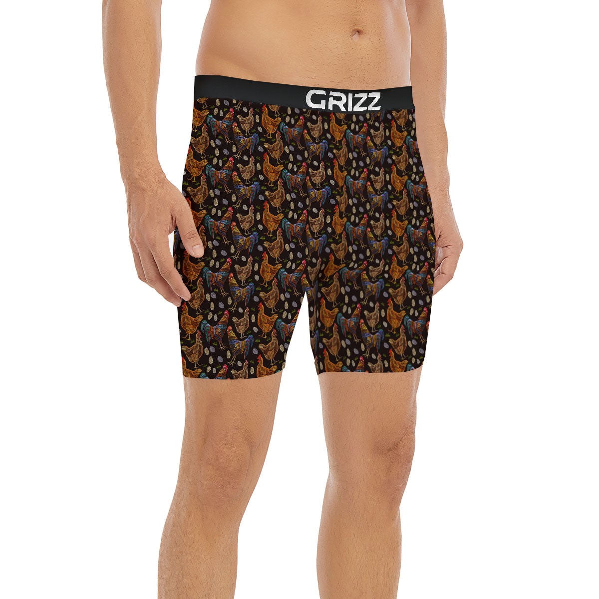 Rooster Embroidery Print Pattern Boxer Briefs-grizzshop