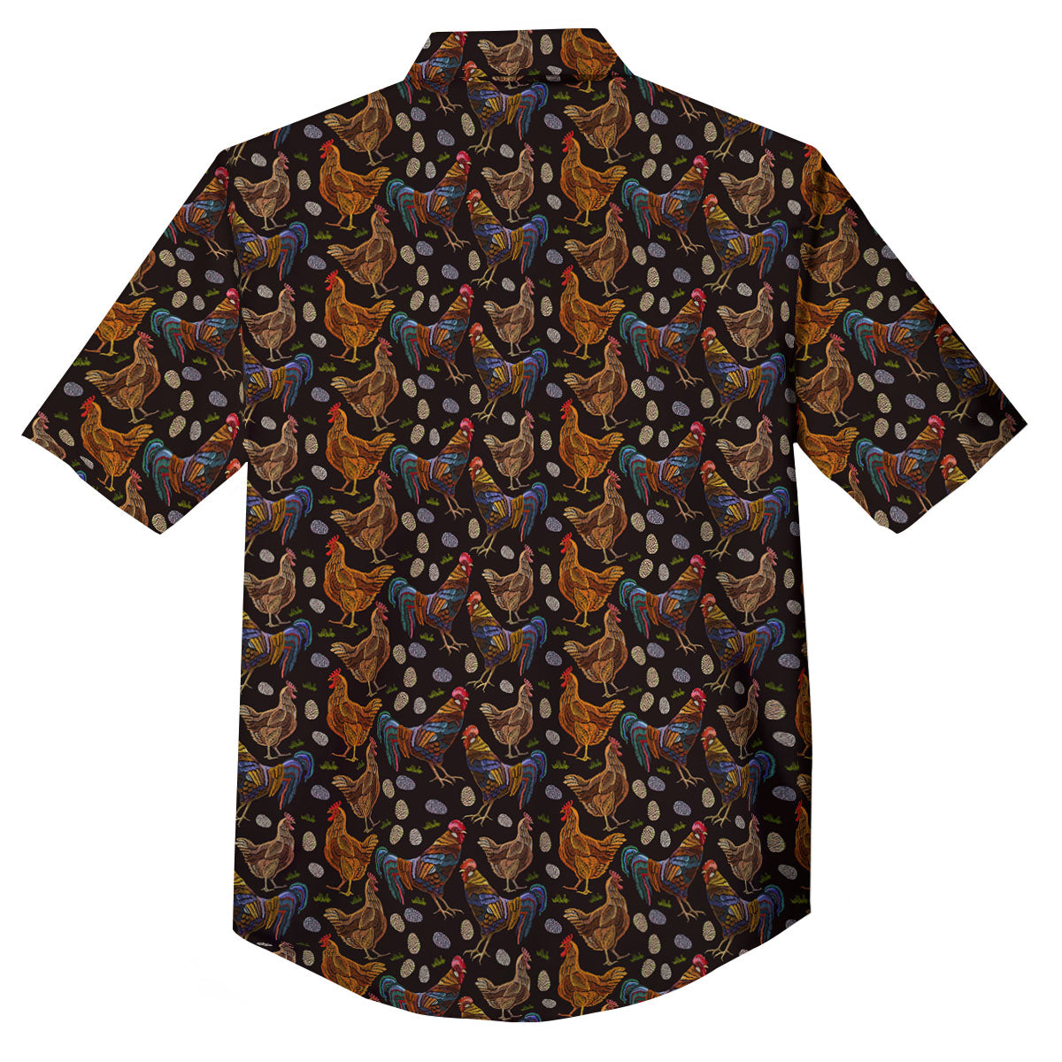 Rooster Embroidery Print Pattern Button Up Shirt-grizzshop