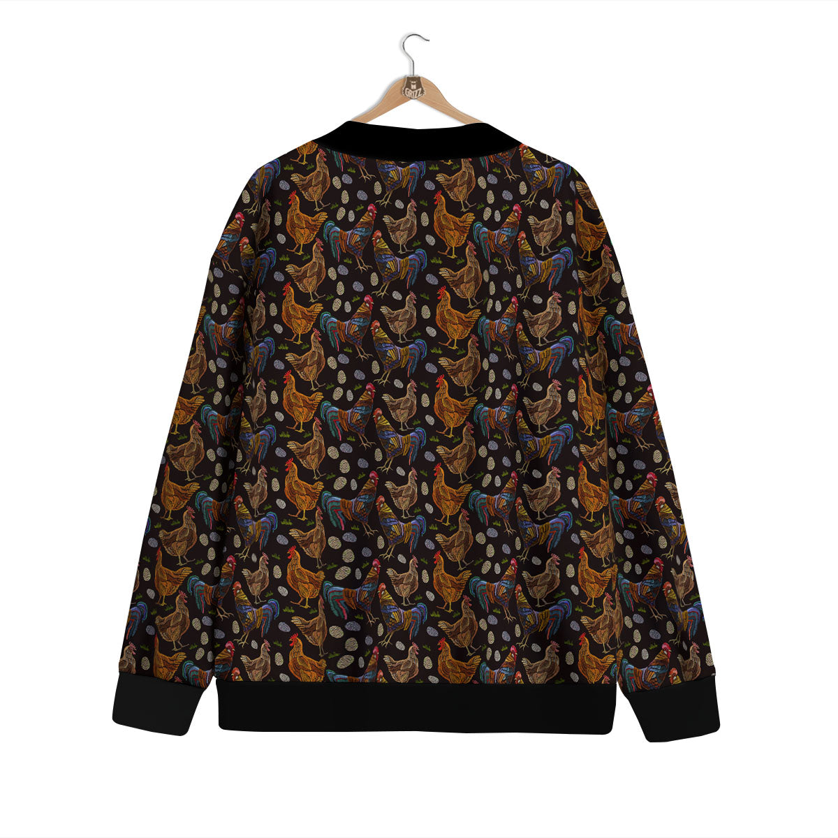 Rooster Embroidery Print Pattern Cardigan-grizzshop