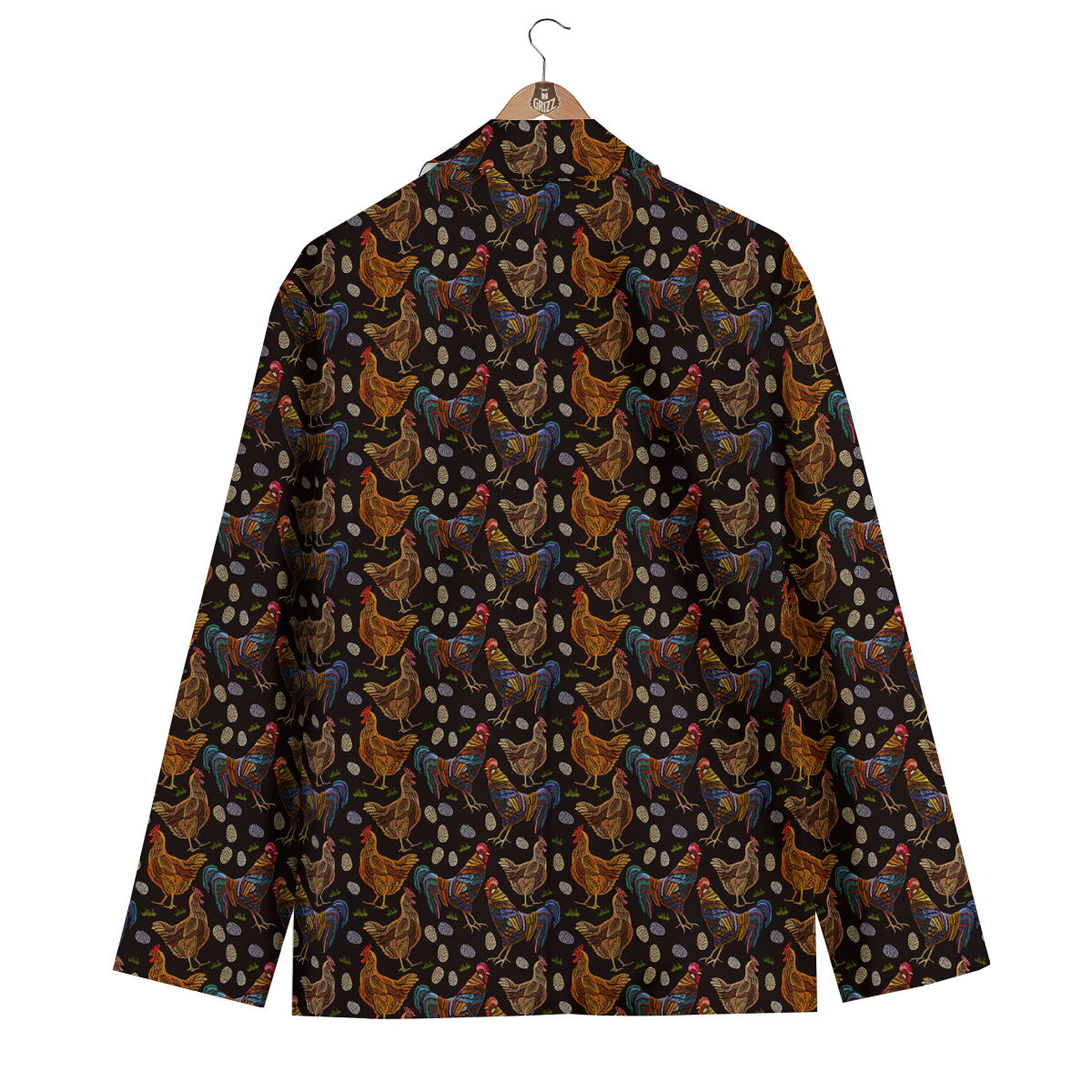Rooster Embroidery Print Pattern Men's Blazer-grizzshop