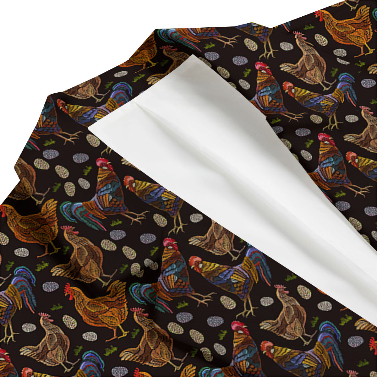 Rooster Embroidery Print Pattern Men's Blazer-grizzshop