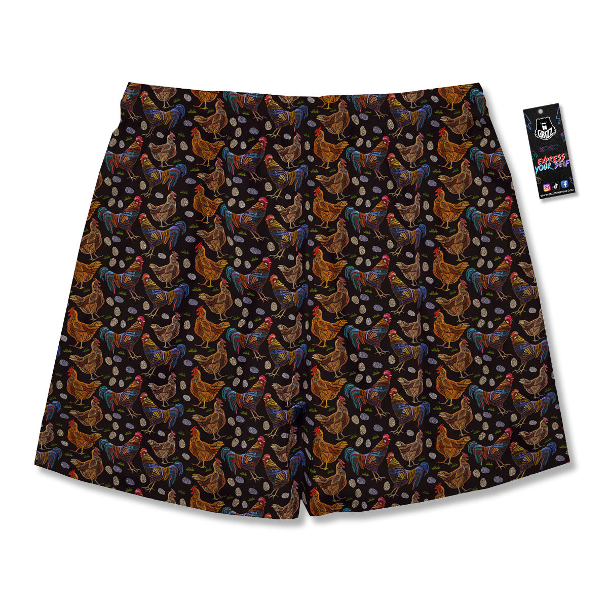 Rooster Embroidery Print Pattern Men's Running Shorts-grizzshop