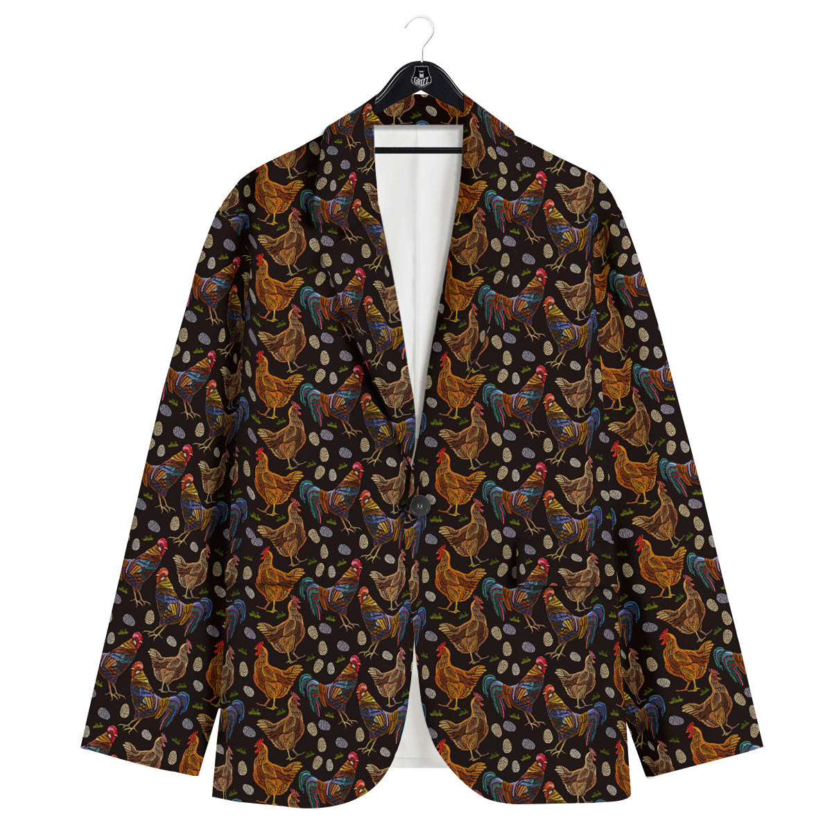 Rooster Embroidery Print Pattern Men's Sport Coat-grizzshop