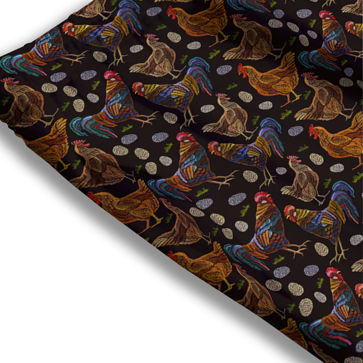 Rooster Embroidery Print Pattern Mesh Shorts