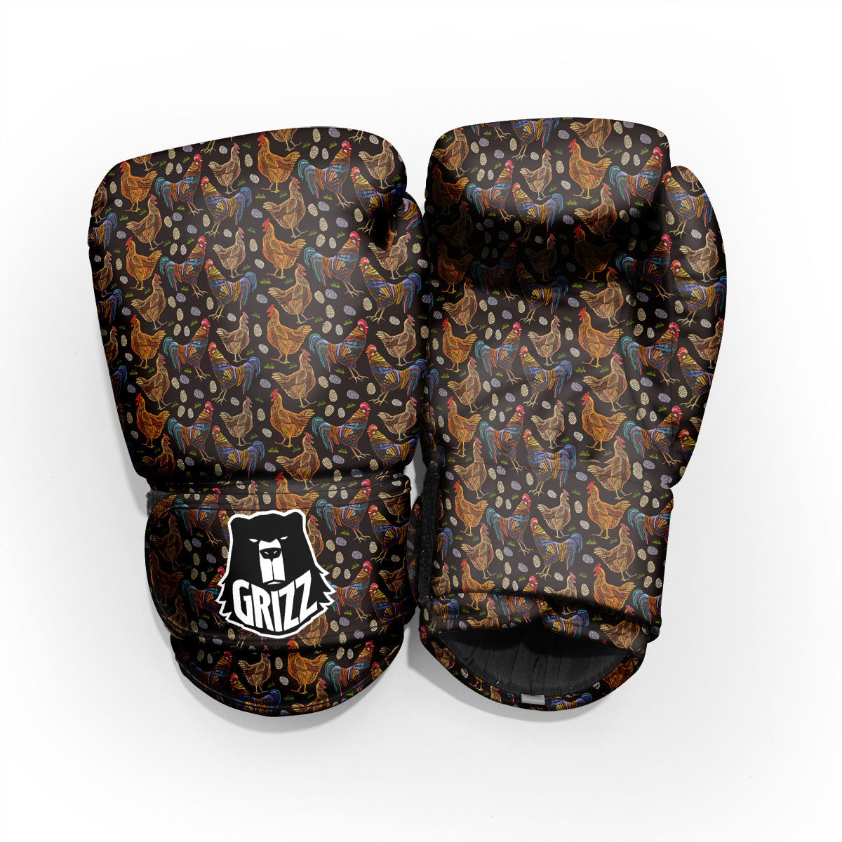 Rooster Embroidery Print Pattern Pro Boxing Glove