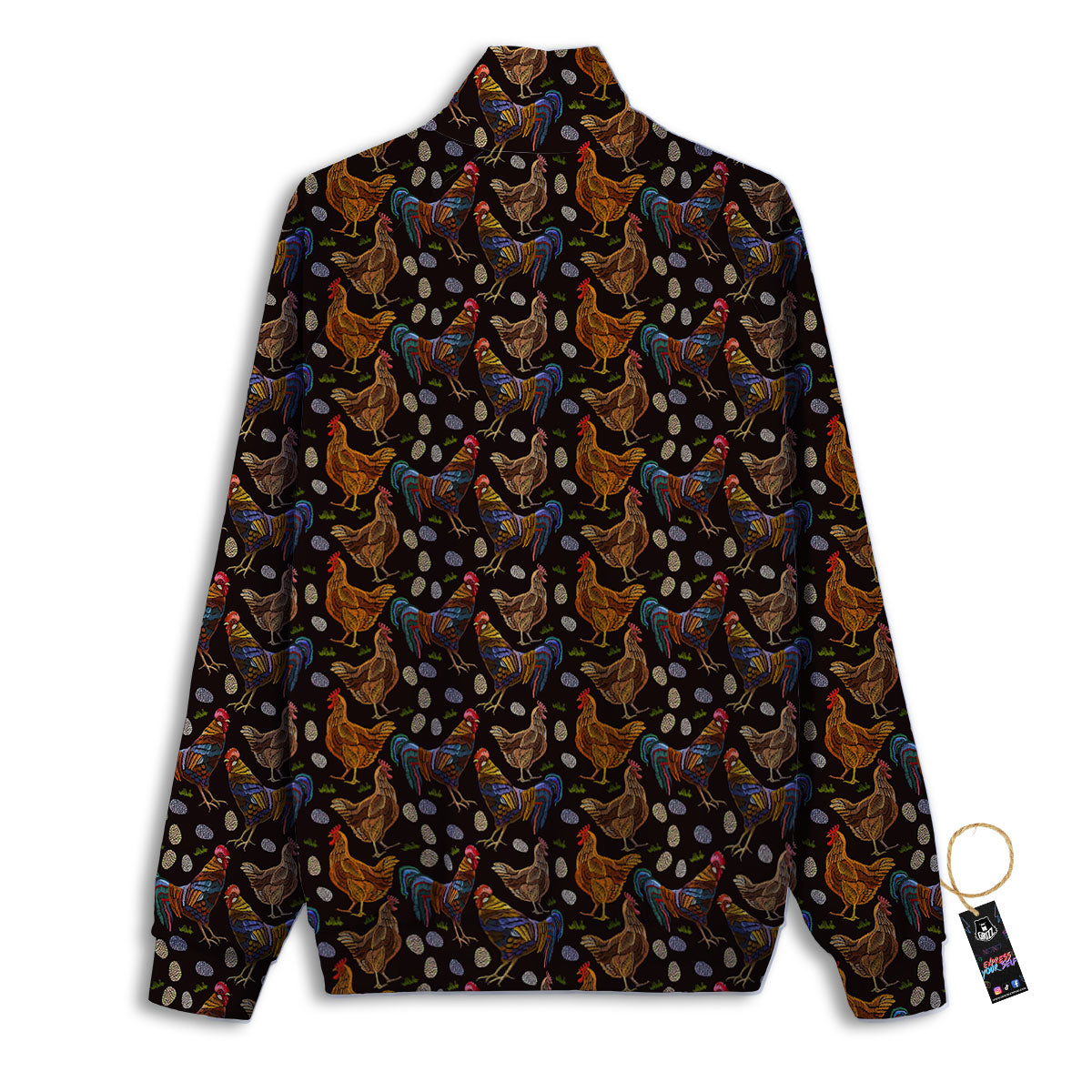Rooster Embroidery Print Pattern Track Jacket-grizzshop