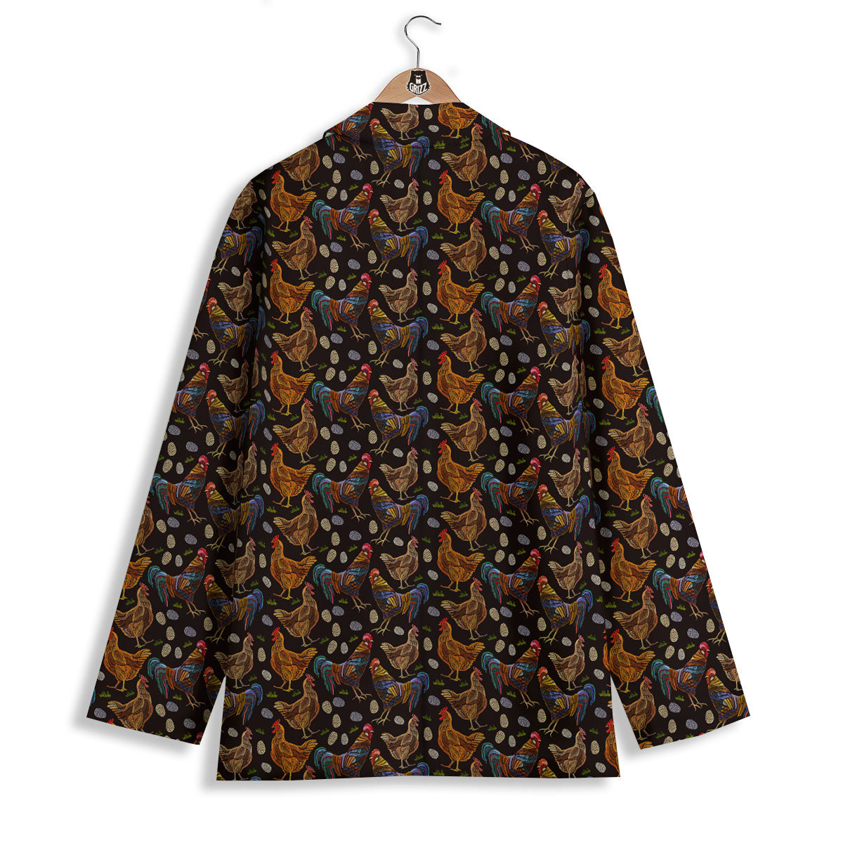 Rooster Embroidery Print Pattern Women's Blazer-grizzshop