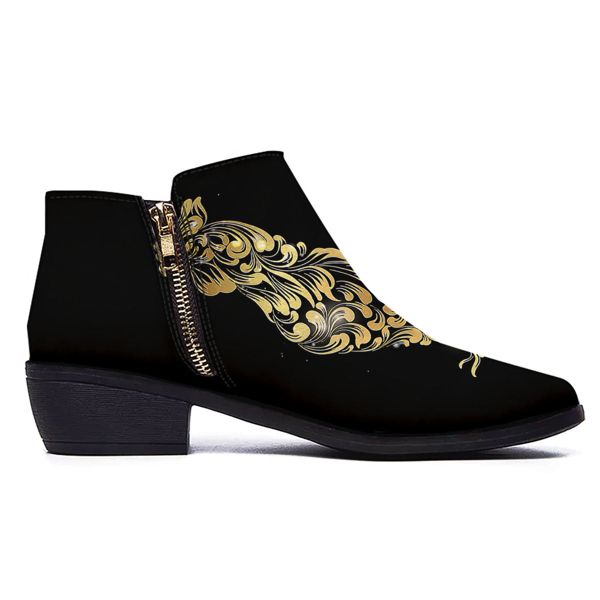 Rooster Golden Print Ankle Boots-grizzshop
