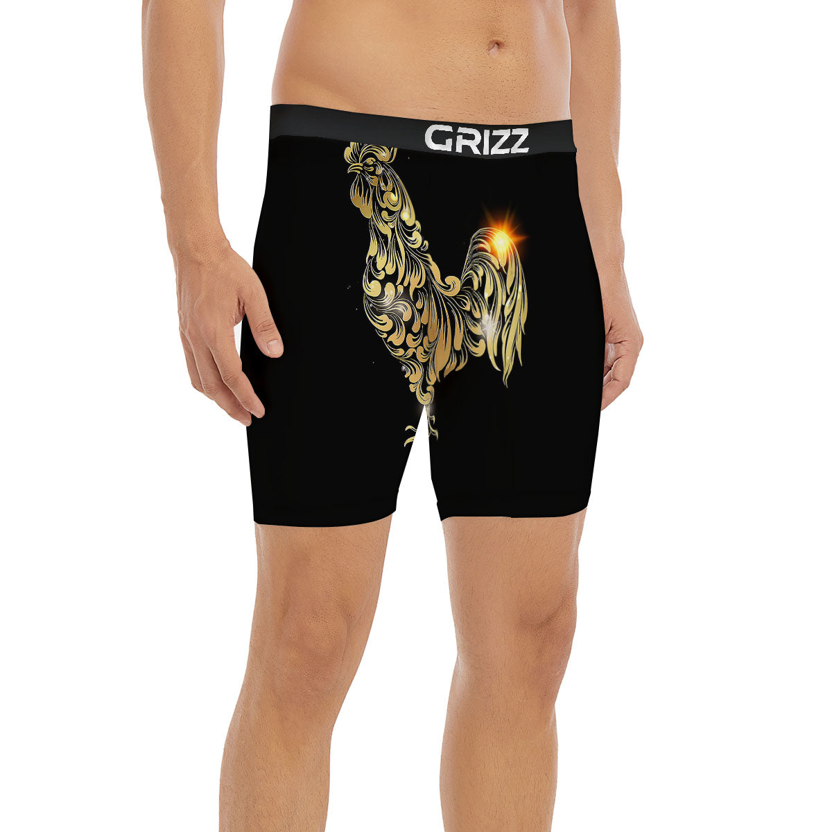 Rooster Golden Print Boxer Briefs-grizzshop