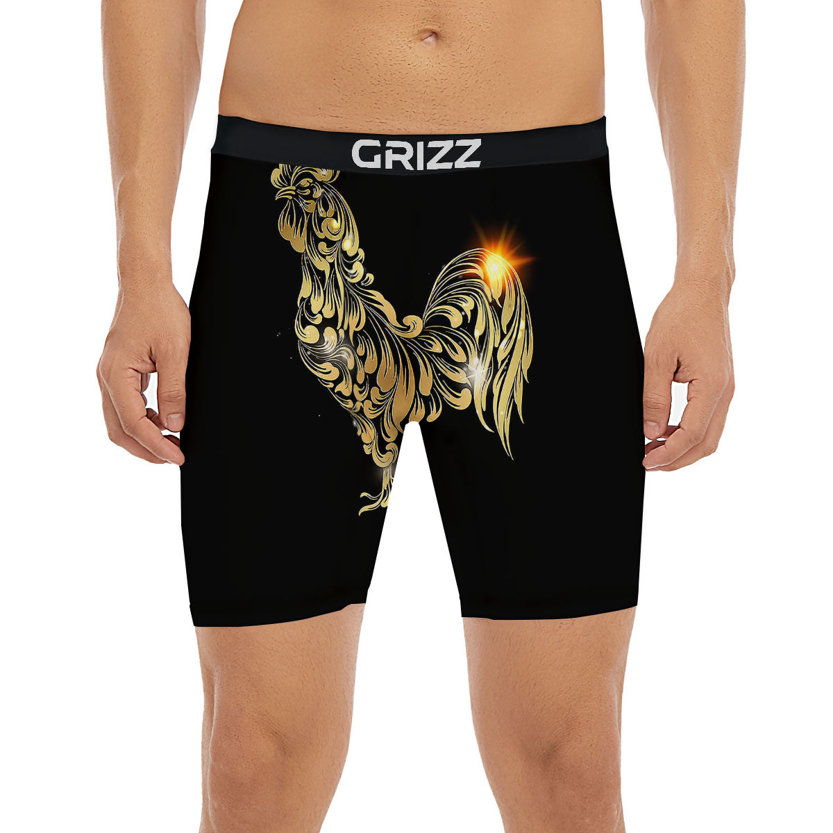 Rooster Golden Print Boxer Briefs-grizzshop