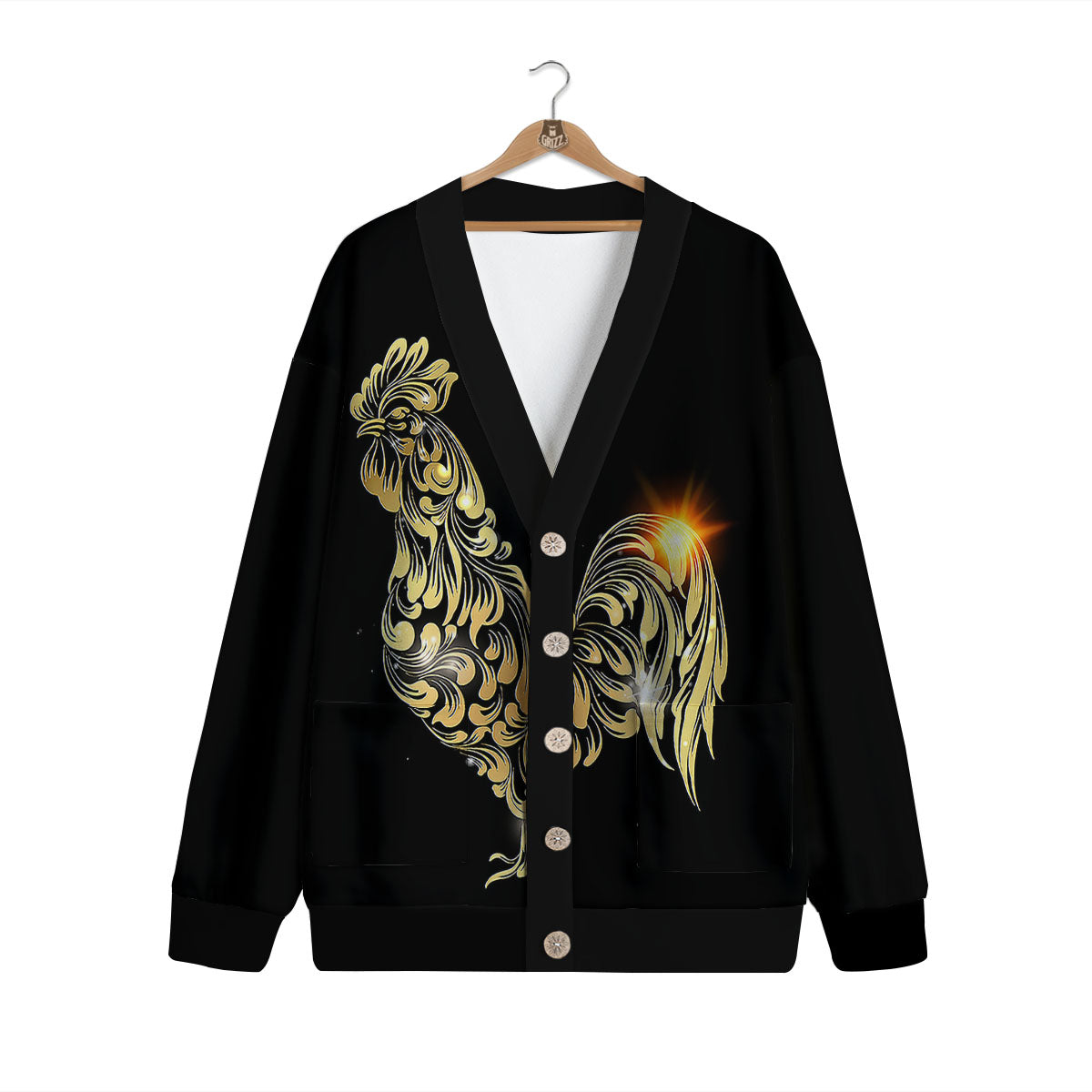 Rooster Golden Print Cardigan-grizzshop