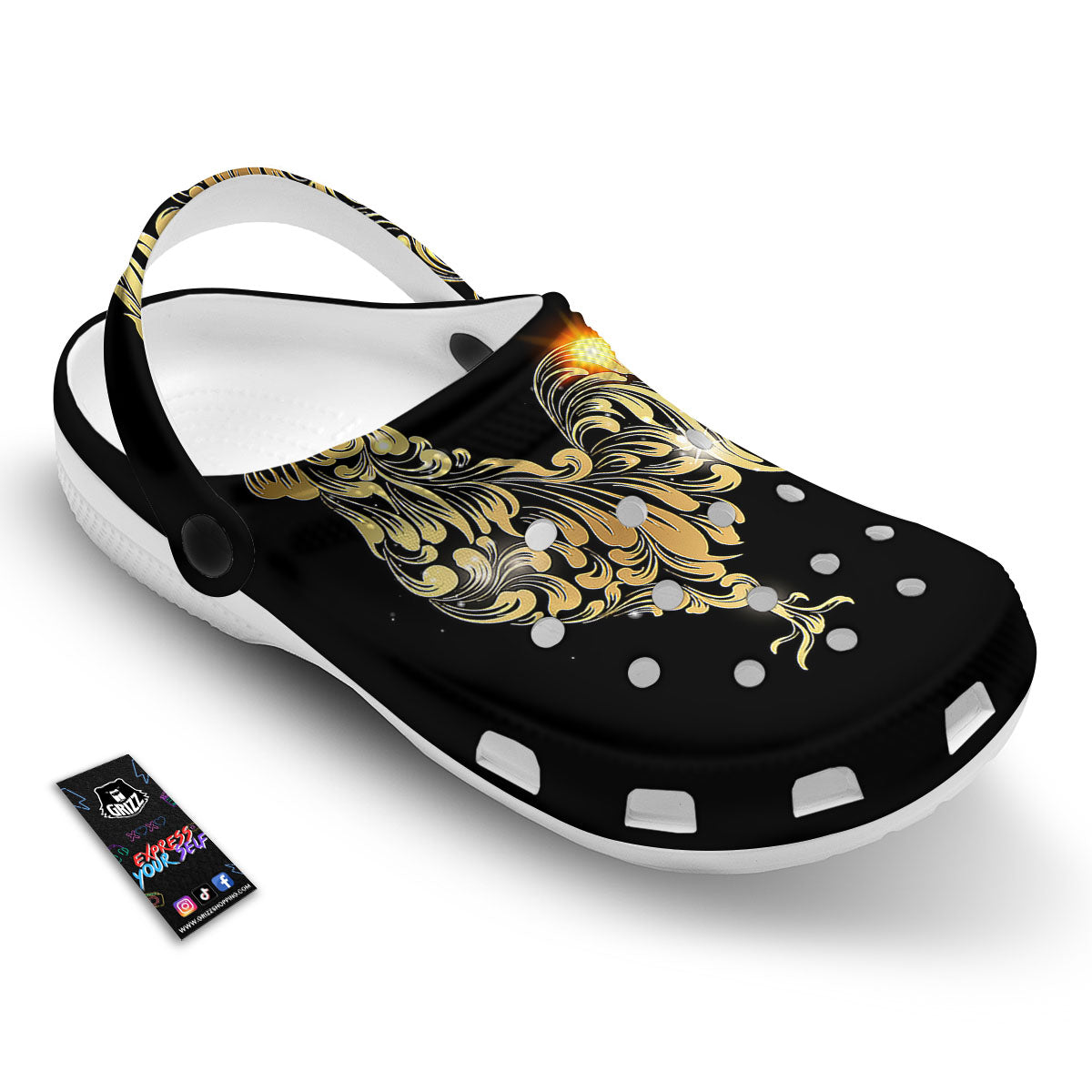 Rooster Golden Print Clog-grizzshop