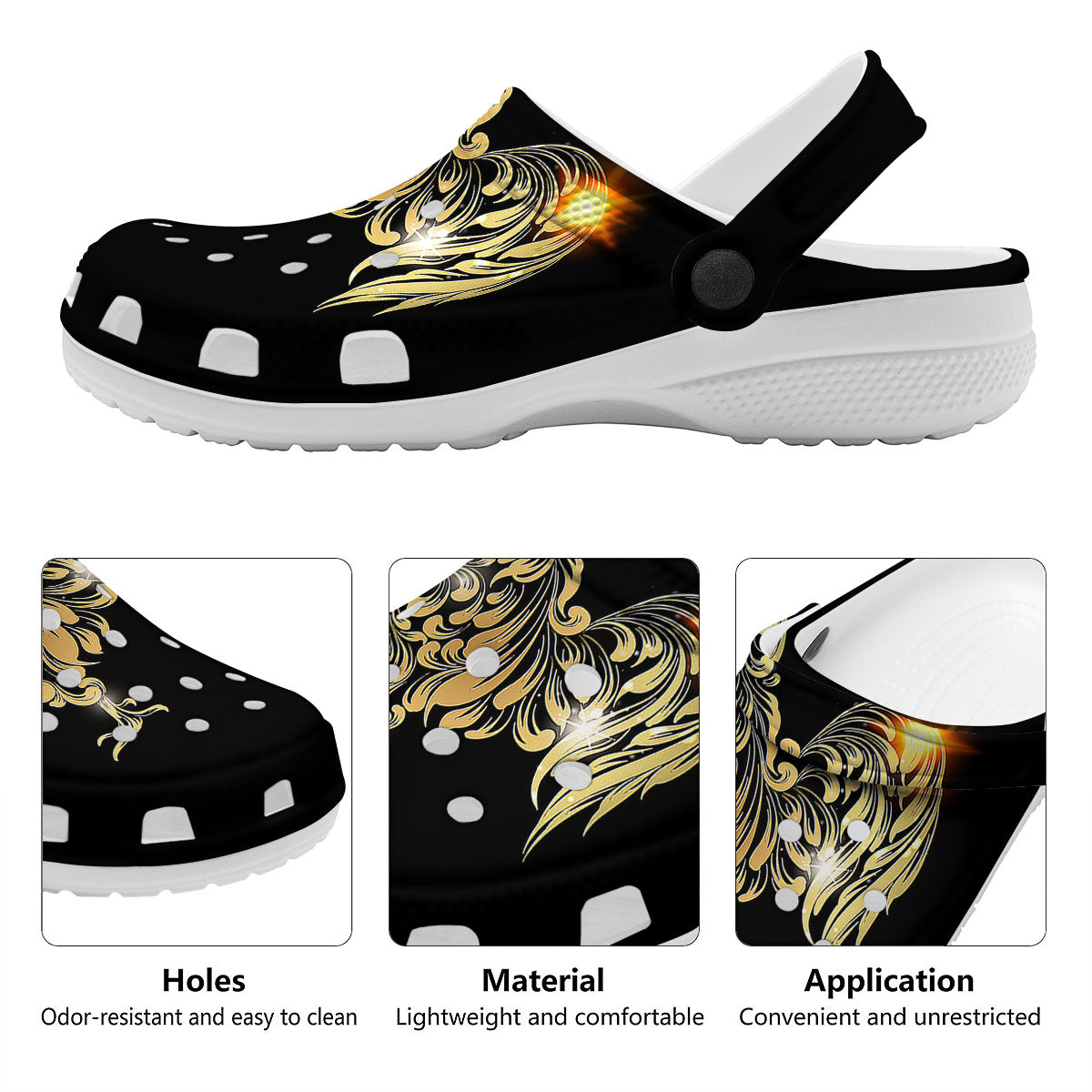 Rooster Golden Print Clog-grizzshop
