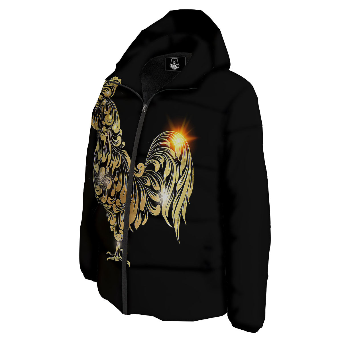 Rooster Golden Print Down Jacket-grizzshop