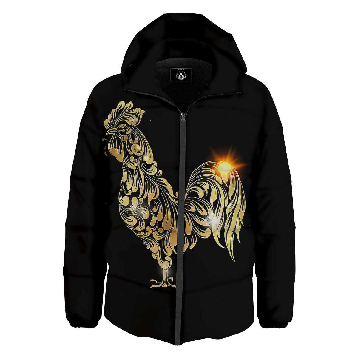 Rooster Golden Print Down Jacket-grizzshop