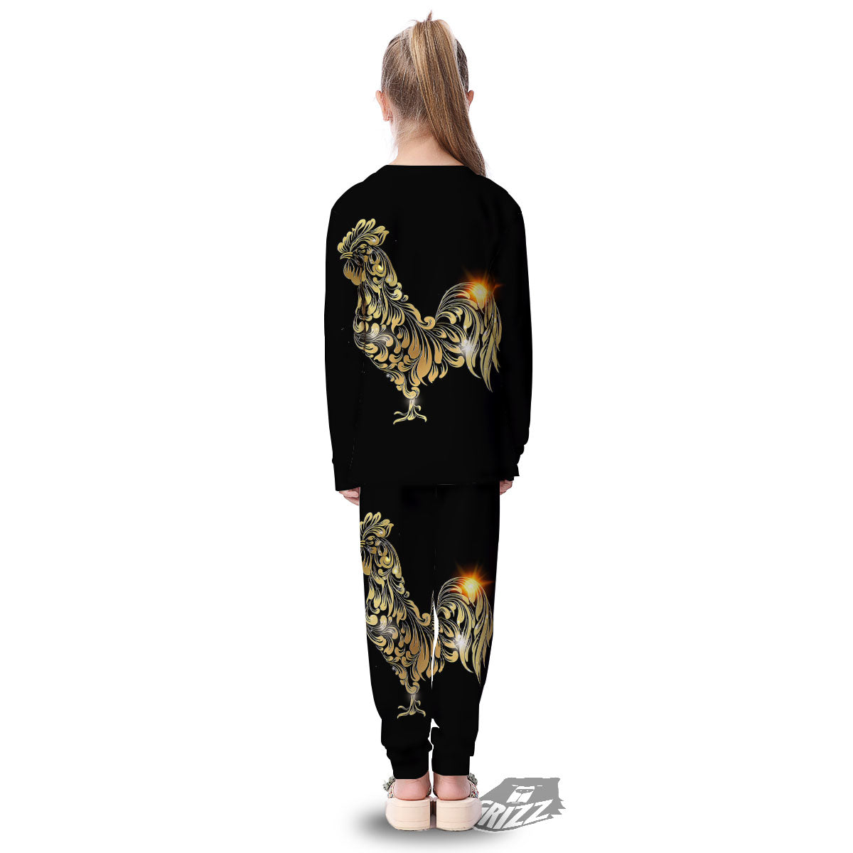 Rooster Golden Print Kid's Pajamas-grizzshop