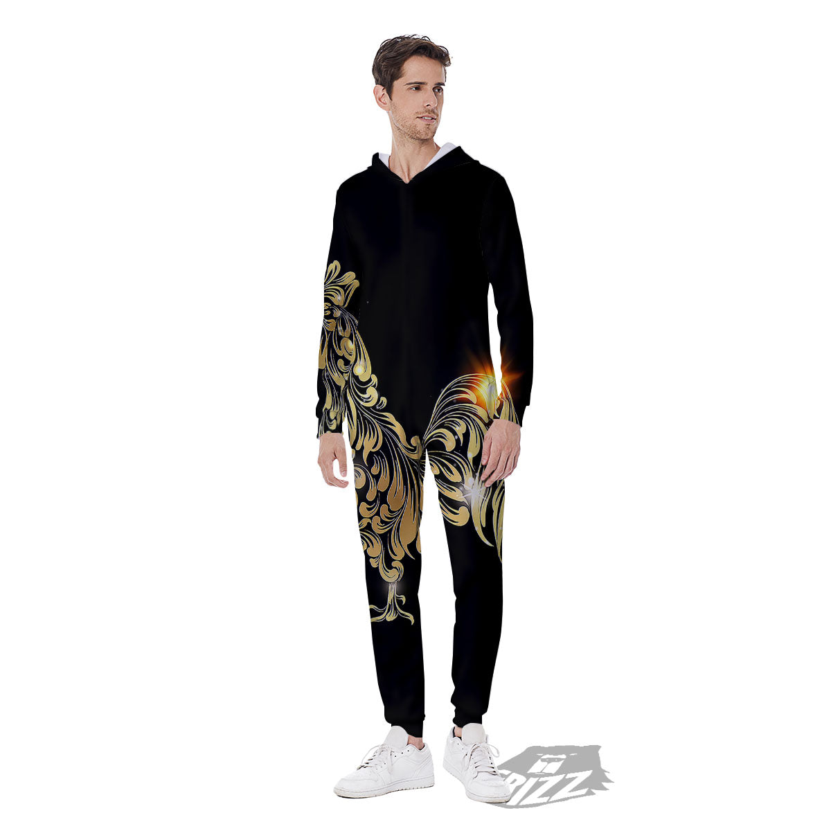 Rooster Golden Print Men's Jumpsuit-grizzshop