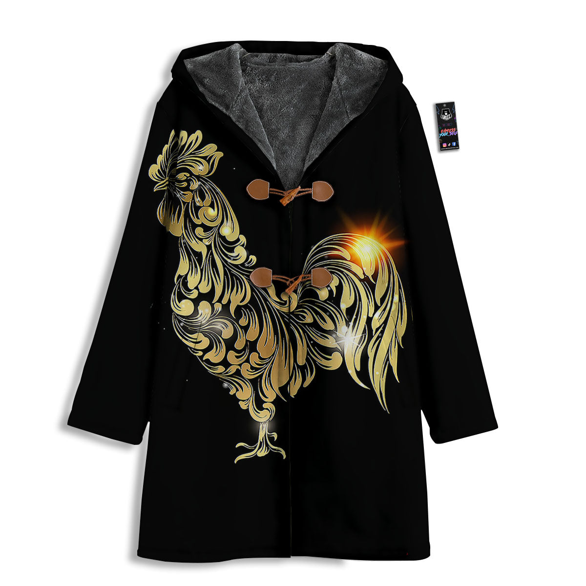 Rooster Golden Print Men's Windbreaker Jacket-grizzshop