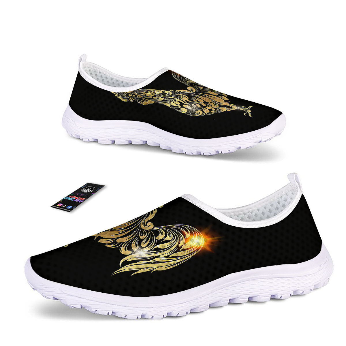 Rooster Golden Print Nurse Shoes-grizzshop