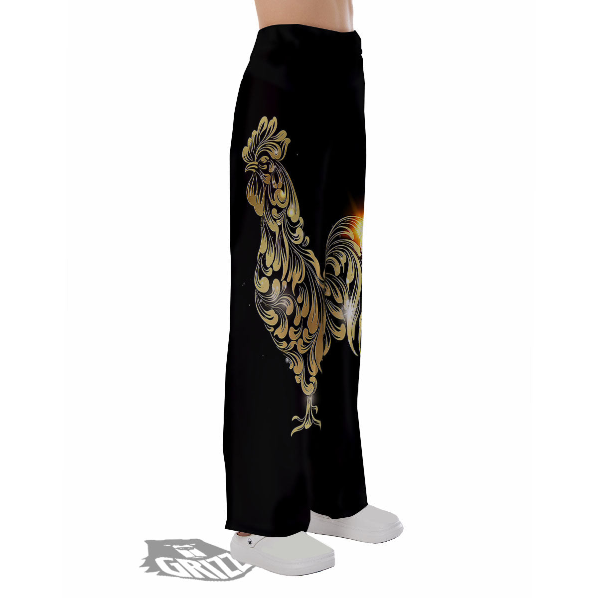 Rooster Golden Print Pajama Pants-grizzshop