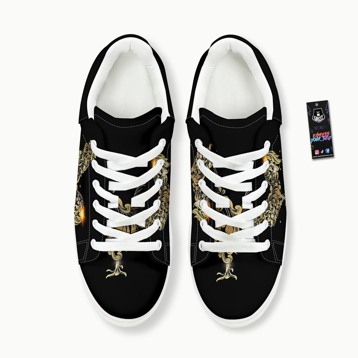 Rooster Golden Print Platform Shoes-grizzshop