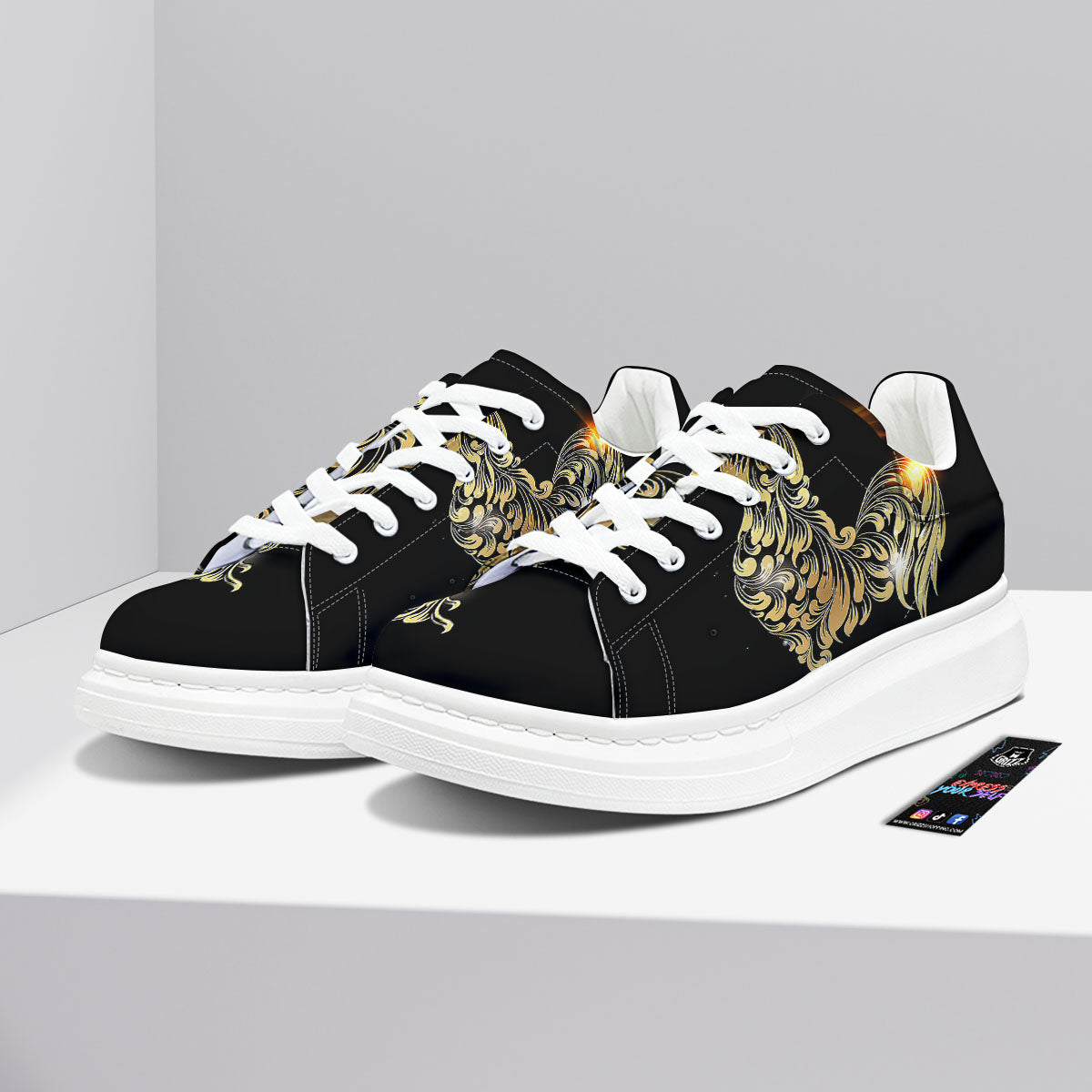 Rooster Golden Print Platform Shoes-grizzshop