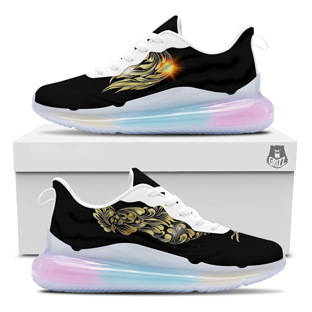 Rooster Golden Print Running Sneakers-grizzshop