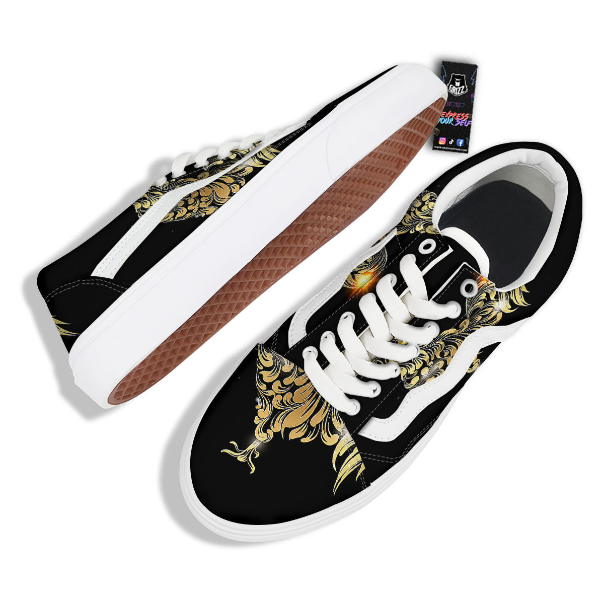 Rooster Golden Print Skate Shoes-grizzshop