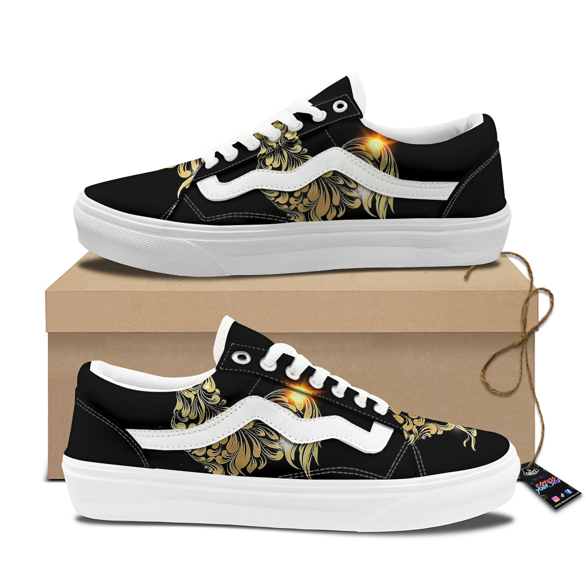 Rooster Golden Print Skate Shoes-grizzshop