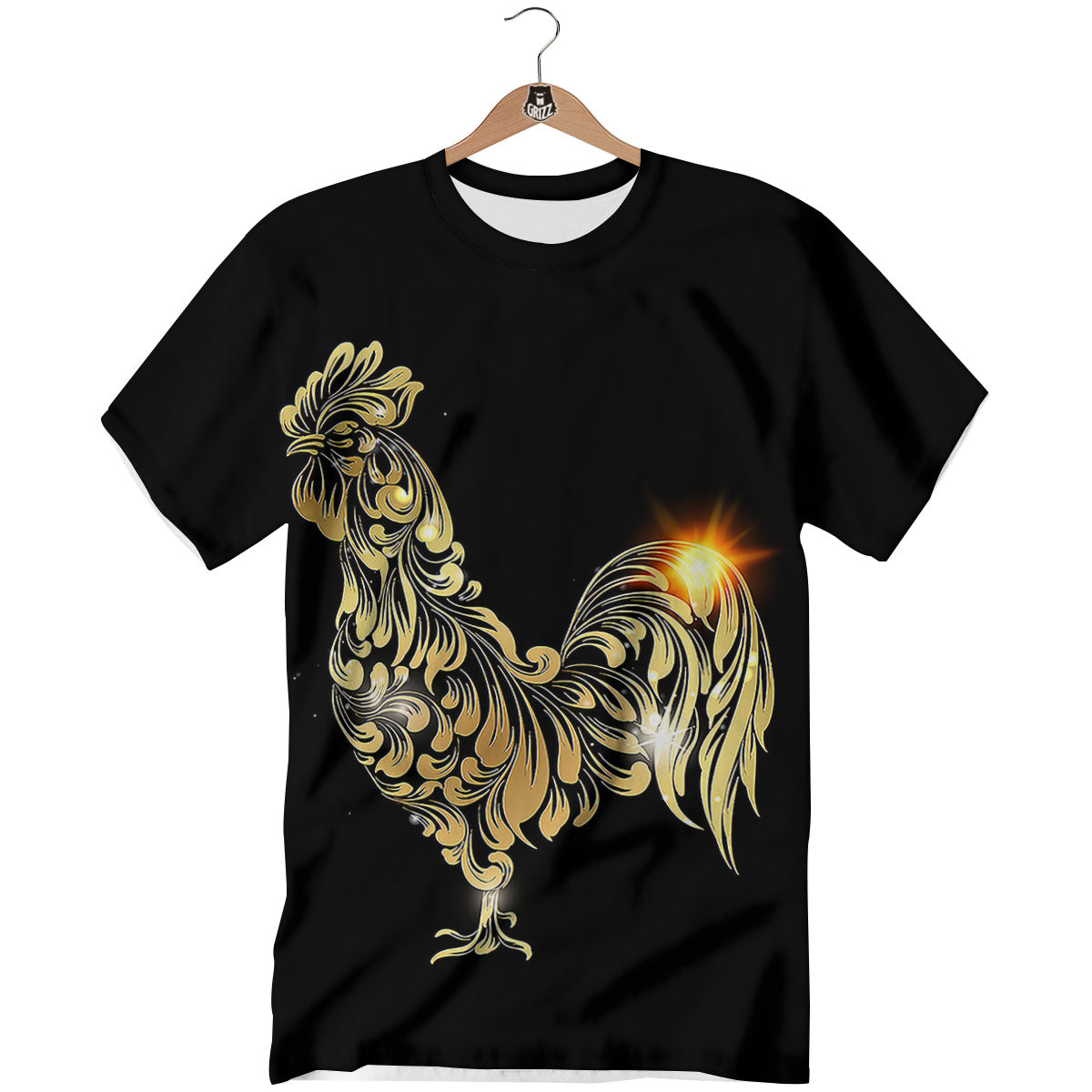 Rooster Golden Print T-Shirt-grizzshop