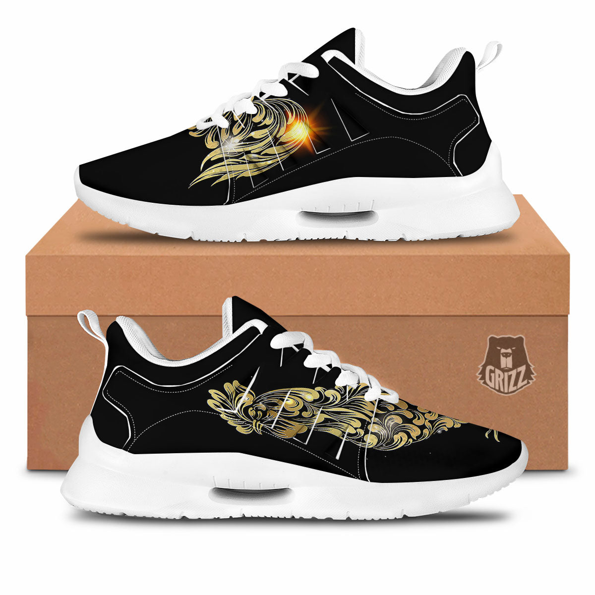 Rooster Golden Print Tennis Shoes-grizzshop