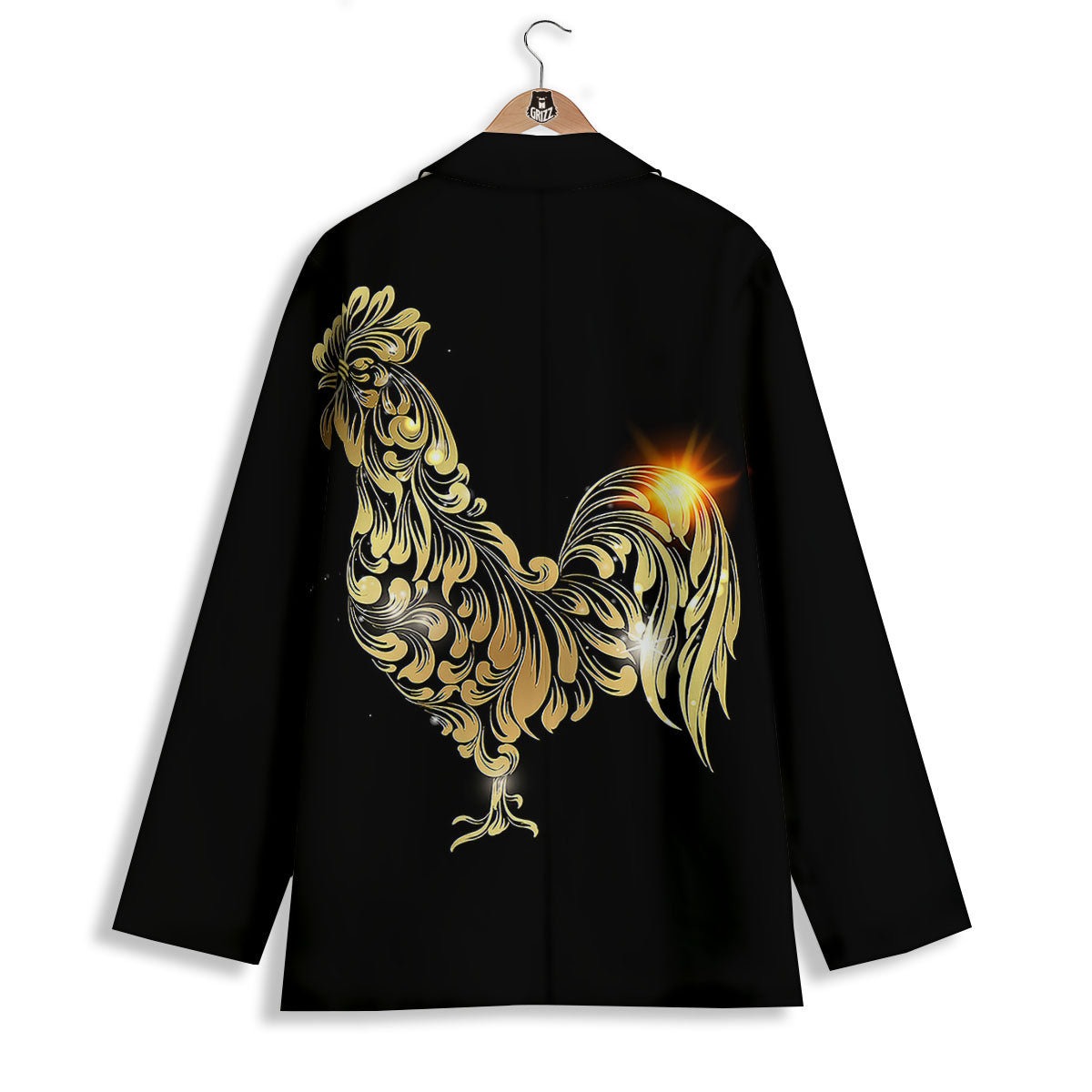 Rooster Golden Print Women's Blazer-grizzshop