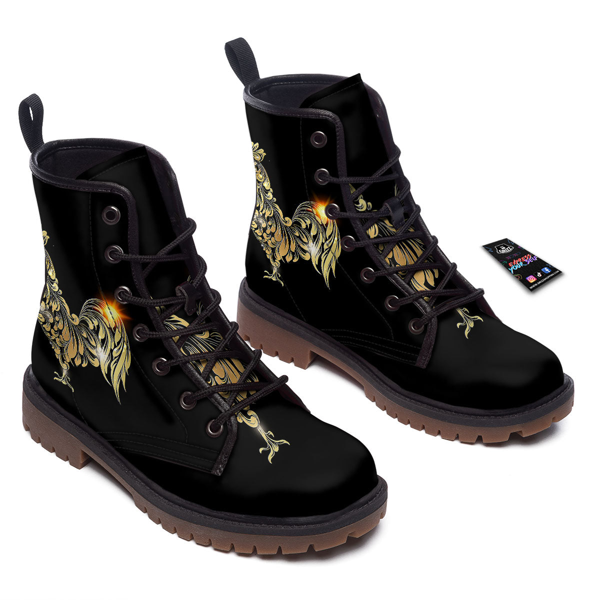 Rooster Golden Print Work Boots-grizzshop