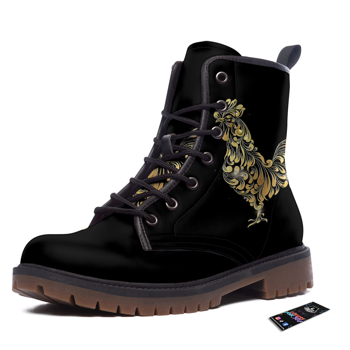Rooster Golden Print Work Boots-grizzshop