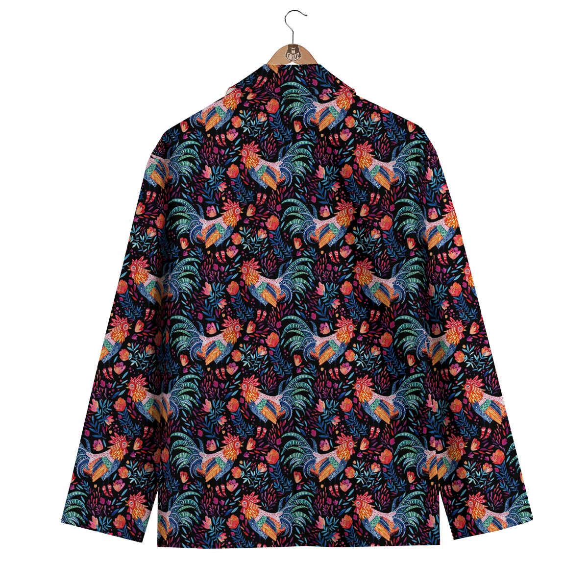 Rooster Hand Drawn Pattern Print Men's Blazer-grizzshop