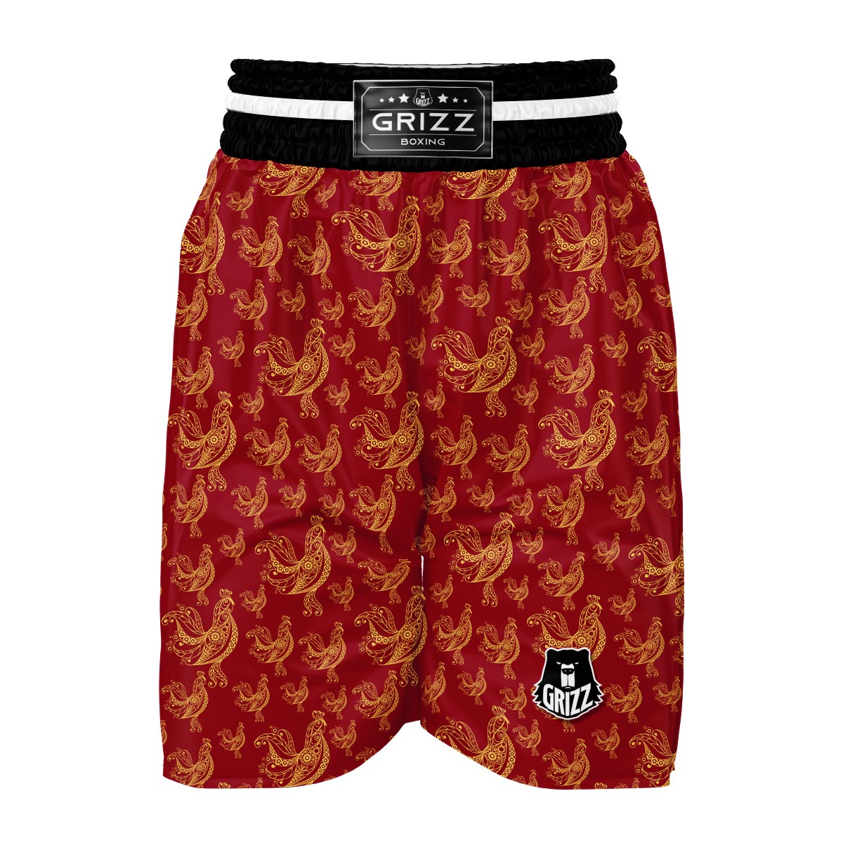 Rooster Pattern Print Boxing Shorts-grizzshop