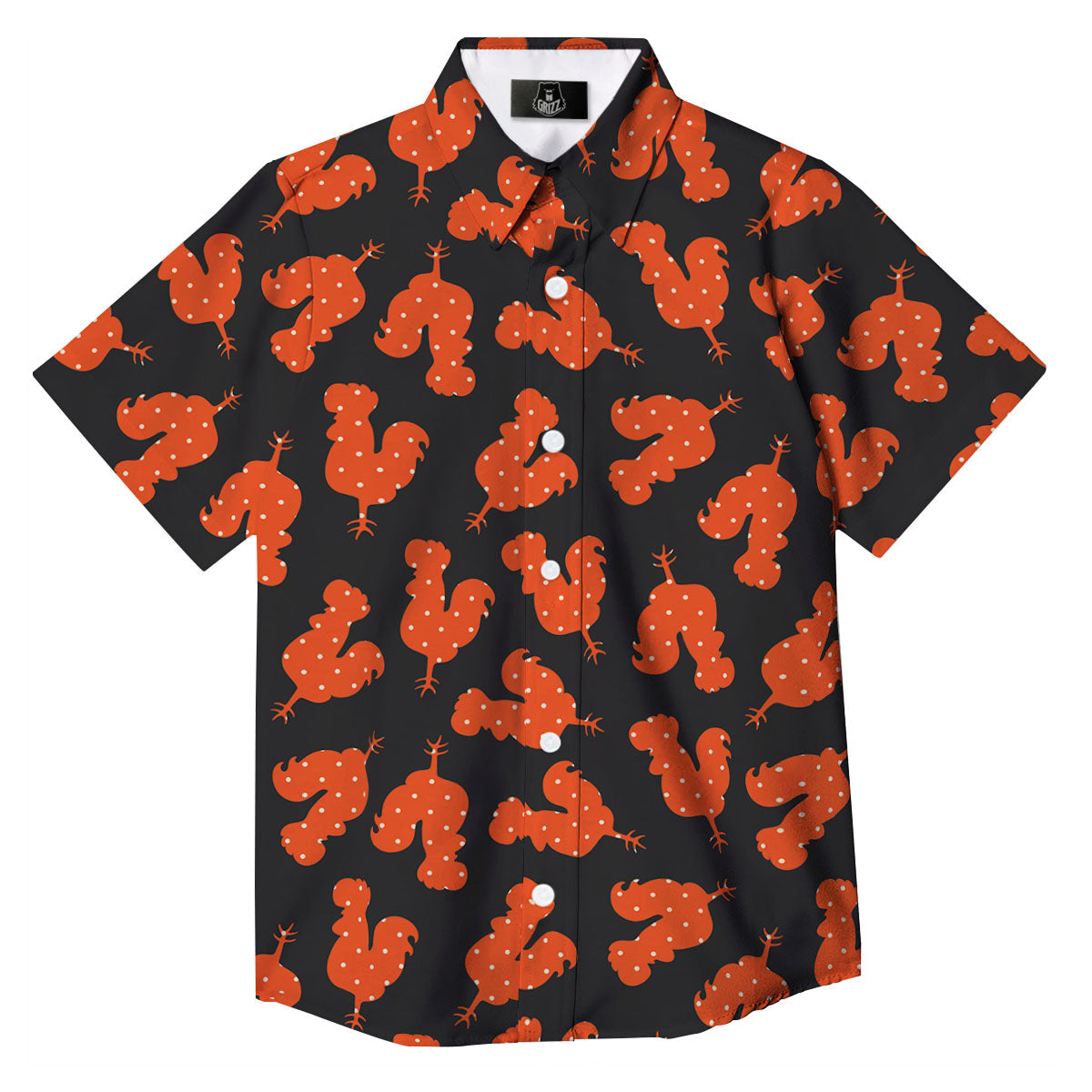 Rooster Polka Dot Print Pattern Button Up Shirt-grizzshop