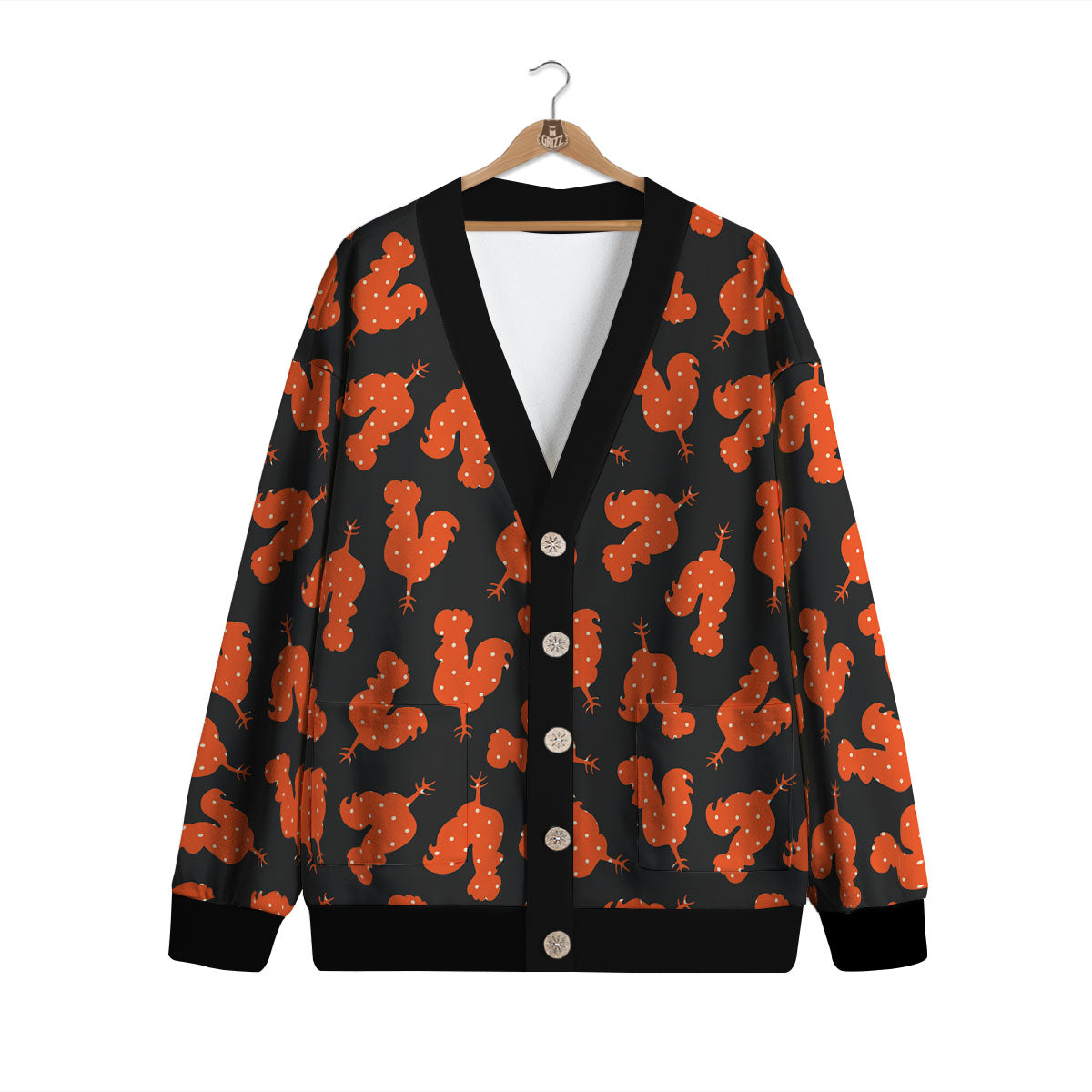 Rooster Polka Dot Print Pattern Cardigan-grizzshop