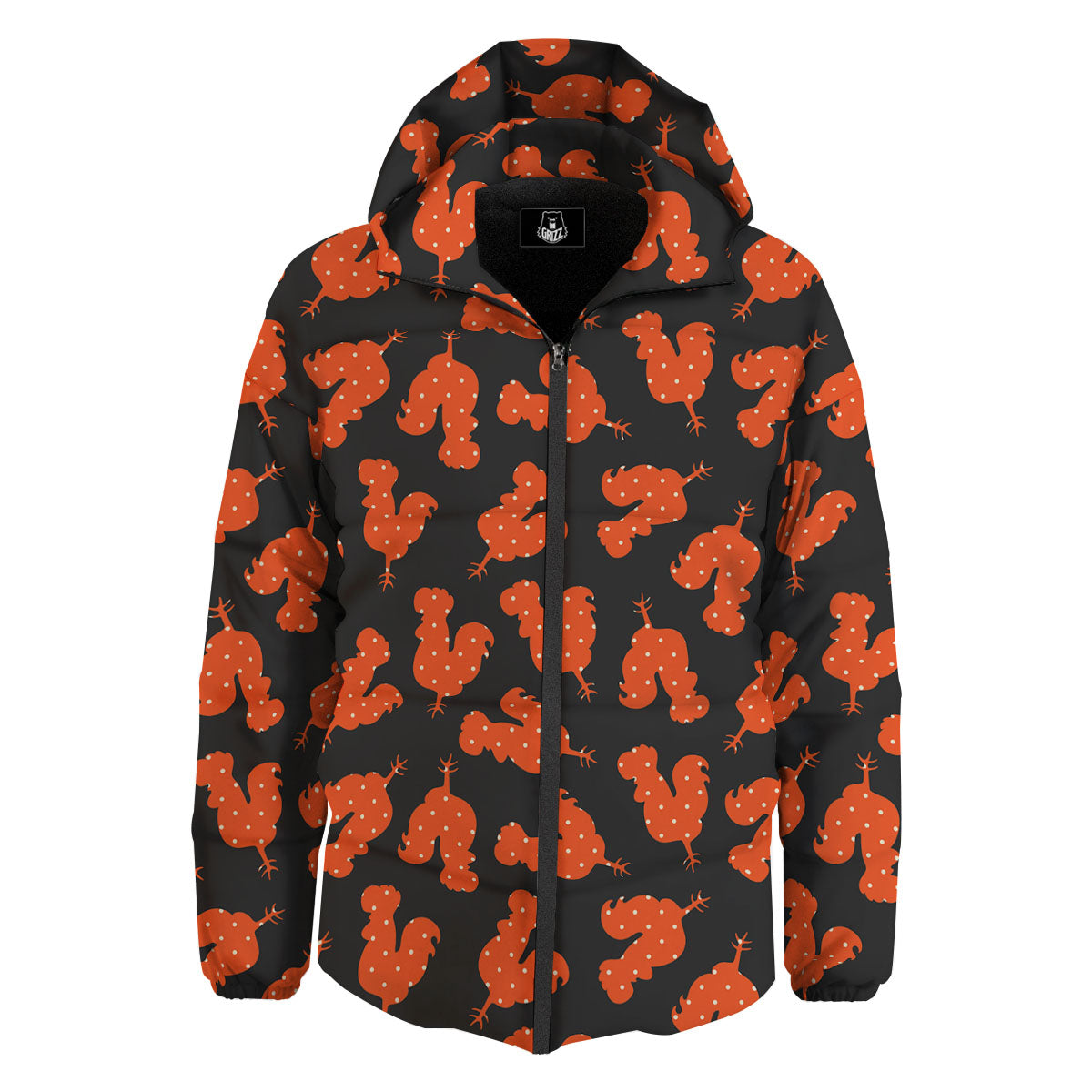 Rooster Polka Dot Print Pattern Down Jacket-grizzshop