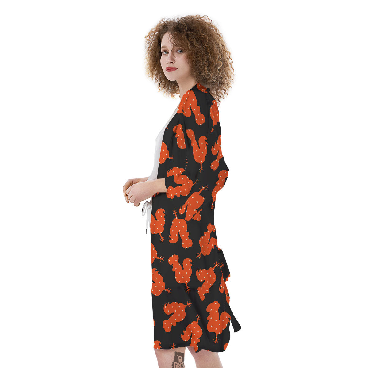 Rooster Polka Dot Print Pattern Kimono-grizzshop