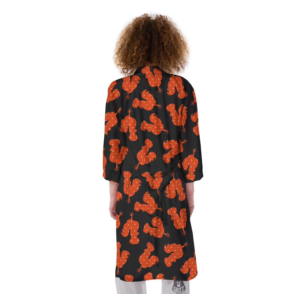 Rooster Polka Dot Print Pattern Kimono-grizzshop