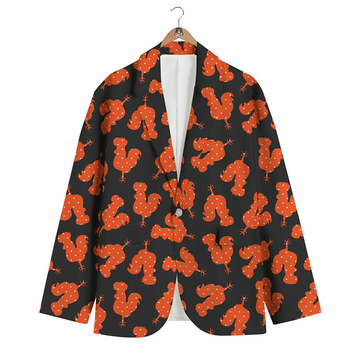 Rooster Polka Dot Print Pattern Men's Blazer-grizzshop